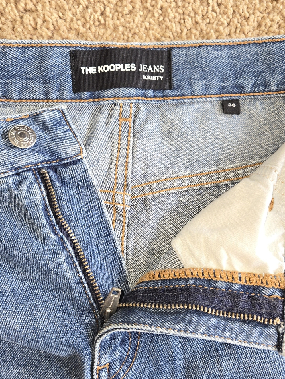 The Kooples Jeans Kristy Size 28 Medium Blue Wash High Waist Wide Leg Flared